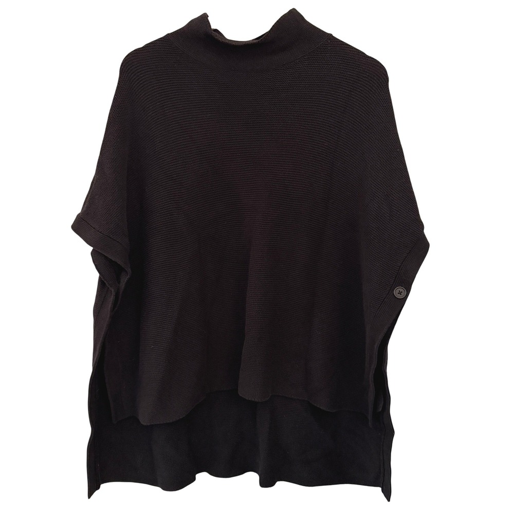 ELK The Label Poncho Sweater Womens One Size Black Wool Blend Mock Neck